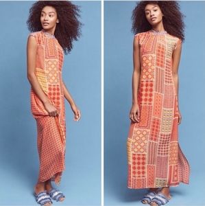 Anthropologie Tanvi Kedia Embroidered Beaded Patchwork Maxi Shift Dress